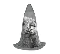 WenDang I Love Alpacas print Role playing Teen Hooded Cloak - Retro Street Cloak, Halloween Costume