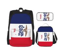 WenDang Iowa State Flag Double Shoulder Bag Set with Lunch Bag and Pencil Case, fit for Shopping, Outdoor Sports