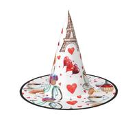 WenDang Love Paris Tower Coffee Wine Perfume Bicycle Heart Halloween Hat, funny, holiday party hat costume ball, Cosplay Carnivals DIY Decoration(of 3)