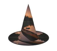 WenDang Moonlit Canoe Allagash River Halloween Hat, funny, holiday party hat costume ball, Cosplay Carnivals DIY Decoration(of 1)