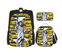 WenDang New York City Double Shoulder Bag Set with Lunch Bag and Pencil Case, fit for Shopping, Outdoor Sports