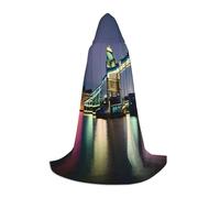 WenDang Night London Tower Bridge print Role playing Teen Hooded Cloak - Retro Street Cloak, Halloween Costume