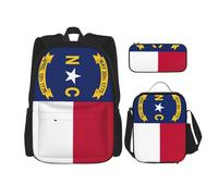 WenDang North Carolina State Flag Double Shoulder Bag Set with Lunch Bag and Pencil Case, fit for Shopping, Outdoor Sports