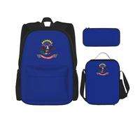 WenDang North Dakota State Flag Double Shoulder Bag Set with Lunch Bag and Pencil Case, fit for Shopping, Outdoor Sports