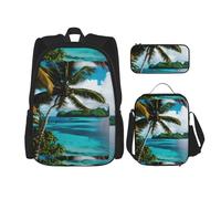 WenDang Norway Islands Double Shoulder Bag Set with Lunch Bag and Pencil Case, fit for Shopping, Outdoor Sports