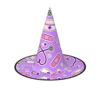 WenDang Nurse Pattern Purple Halloween Hat, funny, holiday party hat costume ball, Cosplay Carnivals DIY Decoration(of 1)