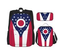 WenDang Ohio State Flag Double Shoulder Bag Set with Lunch Bag and Pencil Case, fit for Shopping, Outdoor Sports