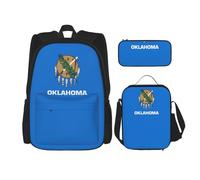 WenDang Oklahoma State Flag Double Shoulder Bag Set with Lunch Bag and Pencil Case, fit for Shopping, Outdoor Sports