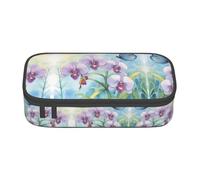 WenDang Orchid Flower Butterfly Soft Fresh Spring Multifunctional Stationery Bag, fit for Travel, Office Supplies, Makeup, and Desk Organization