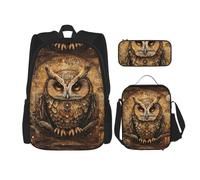 WenDang Owl Beliefs Double Shoulder Bag Set with Lunch Bag and Pencil Case, fit for Shopping, Outdoor Sports