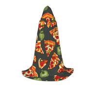 WenDang Pizza Pattern print Role playing Teen Hooded Cloak - Retro Street Cloak, Halloween Costume