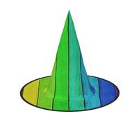 WenDang Rainbow Colored Wood Background Halloween Hat, funny, holiday party hat costume ball, Cosplay Carnivals DIY Decoration(of 2)