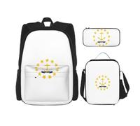 WenDang Rhode Island State Flag Double Shoulder Bag Set with Lunch Bag and Pencil Case, fit for Shopping, Outdoor Sports