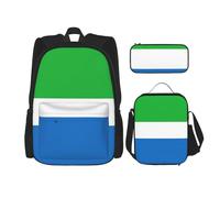 WenDang Sierra Leone Flag Double Shoulder Bag Set with Lunch Bag and Pencil Case, fit for Shopping, Outdoor Sports