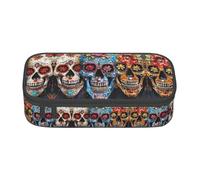 WenDang Sugar Skulls Multifunctional Stationery Bag, fit for Travel, Office Supplies, Makeup, and Desk Organization