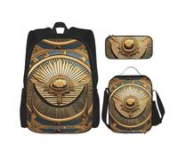 WenDang Sun Old Egyptian Timeless Grace Double Shoulder Bag Set with Lunch Bag and Pencil Case, fit for Shopping, Outdoor Sports