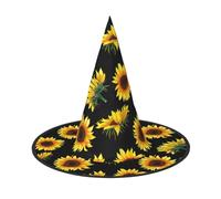 WenDang Sunflower Blooming Flowers Plants Black and Yellow Halloween Hat, funny, holiday party hat costume ball, Cosplay Carnivals DIY Decoration(of 3)