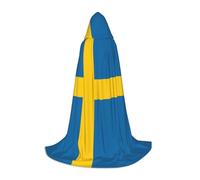 WenDang Swedish flag print Role playing Teen Hooded Cloak - Retro Street Cloak, Halloween Costume