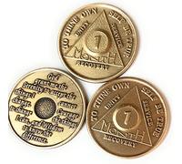 wendells Set of 3 AA 1 Month Bronze 30 Day Sobriety Medallions