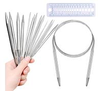 Wendergo Stainless Steel Circular Knitting Needles - 8 Piece Set, 2 mm to 8 mm, Yarn Needles for Weaving Projects