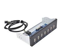 Wendry 5.25 Inch Front Panel USB Hub, 7 Port USB2.0 Lossless Data Transmission USB Hub Drive Panel Suitable for 5.25in Computer Box