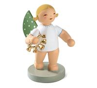 Wendt & Kuhn Blonde Hand Painted Grunhainichen Angel Bell Wreath Figurine Standing