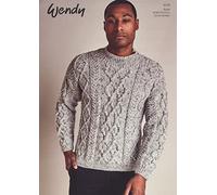 Wendy Aran Knitting Pattern for Mens Ladies Unisex Cable Knit Sweater (6179)