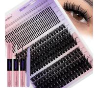 WENDY LASHES Cluster Lashes Kit 60D+80D Manga Spiky Lashes with Wispy Bottom Lash,Individual Eyelashes D-Curl 12-18mm Lash Clusters,0.07 DIY Lash Extensions(4 styles)