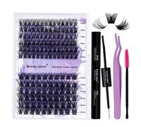 WENDY LASHES Individual C Curl Cluster Kit 12-16mm C3/C9 0.07mm DIY Lash Extensions Eyelash Clusters Soft and Wispy Extensions(C3+C9-C-Cluster Kit)