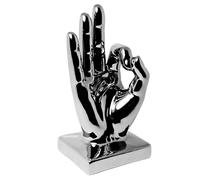 wendy modern hand ok sign ceramic sculpture in silver