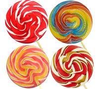 Wendy's Candies - 4 x 85g Giant Swirl lollipops sweets - Strawberry and cream - Rhubarb custard - Passion fruit - Strawberry Cheesecake - christmas sweets - boiled sweet handmade lollies - ref 4DLB