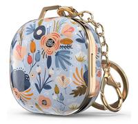 Wenew Case Cover for Galaxy Buds 2/Pro/Live, Cute Patterns Hard Shell with Key Chain Clip for Girls/Kids/Women/Men (Blue)