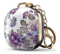 Wenew Case Cover for Galaxy Buds 2/Pro/Live, Cute Patterns Hard Shell with Key Chain Clip for Girls/Kids/Women/Men (Purple)