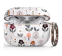 wenew case for Airpods Pro 2 Case, Flower Airpod Pro Slim Hard Case Cover with Carabiner for Women Girls (Gray Flower)