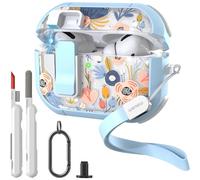 Wenew Case for AirPods Pro & Pro 2 Case Cover Secure Lock Automatic Snap Switch Clip Cleaner Kit Lanyard Women Stylish Armor Full Body Hard Shell Front LED Visible (Blue, AirPods Pro & Pro 2)