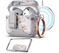 wenew Compatible with AirPods 4th Generation Case Cover with Phone Stand, Clip, Compatible with Magsafe Charger, Magnetic Automatic Lock iPod 4th Case (Gray)