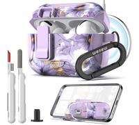 wenew Compatible with AirPods Pro 2nd/1st Generation Case Cover with Phone Stand, Cleaning Kit, Lanyard, Compatible with Magsafe, Magnetic Automatic Lock iPod Pro Case. (Purple 1, AirPods Pro & Pro 2)