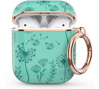 Wenew Hard Case Cover with Keychain for AirPod 1st & 2nd Gen, LED Visible (Pine Green)