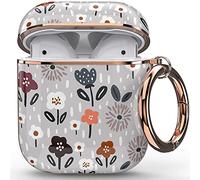 wenew Protective Case Cover for Apple Airpods 2 AirPods 1, Cute Patterns Shockproof Hard Case with Portable Keychain for Women Girls kids Men (Gray)