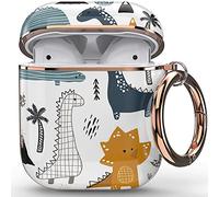 wenew Protective Case Cover for Apple Airpods 2 AirPods 1, Cute Patterns Shockproof Hard Case with Portable Keychain for Women Girls kids Men (Dino)