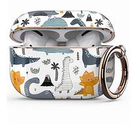 wenew Protective Case Cover for Apple Airpods Pro 2019, Cute Fadeless Patterns Shockproof Hard Case Cover with Portable Keychain for Girls Women Men (Cute Dino)