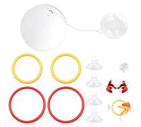 Wenfubrixa Betta Toys for Aquarium with Betta Mirror, 4 Pcs Enrichment Fish Feeding Rings for Small Tank, Aquarium Toys for Fish Training, Exercising, Turtle Enrichment (Red, Yellow)