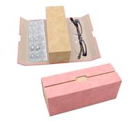 Wenfubrixa Double Eyeglass Case, Daily Contact Lens Travel Case and Glasses Organizer, 2 in 1 Double Sided Glasses Organizer, Portable Hard Shell Sunglasses Storage for Women Men (Pink)