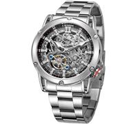WENFVVIN Men's Waterproof Big Face Automatic Strong Tourbillon Skeleton Self Wind Wristwatch, Black