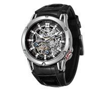 WENFVVIN Men's Waterproof Big Face Automatic Strong Tourbillon Skeleton Self Wind Wristwatch, Silver