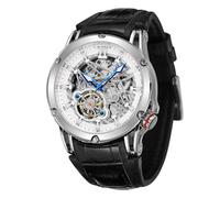 WENFVVIN New Automatic Men Big Face Watch Powerful Exotic TOURBILLON Skeleton Wrist Watch, White Silver