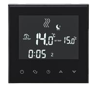 Wengart Black Digital Thermostat WG03-4, AC 230V 3A Programmable Room Stat for Underfloor Water Heating Systems, Midnight Black Touch Screen LCD, NC/NO Optional (NOT for Combi Boilers)