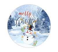 WengBeauty Merry Christmas Snowman Wall Clock Wooden Round Clock Xmas Tree Winter Snowflake Clock Silent Non Ticking for The Kitchen Living Room Bedroom 12"x12"