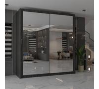 (Wenge , 150cm) MN FURNITURE Ice Mirror Sliding Door Wardrobe
