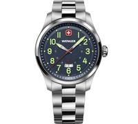 Wenger Men’s Watch Terragraph Ø 43 mm, Swiss Made, Analogue Quartz, Water-Resistant up to 100 m, Stainless Steel Strap, Blue/Silver